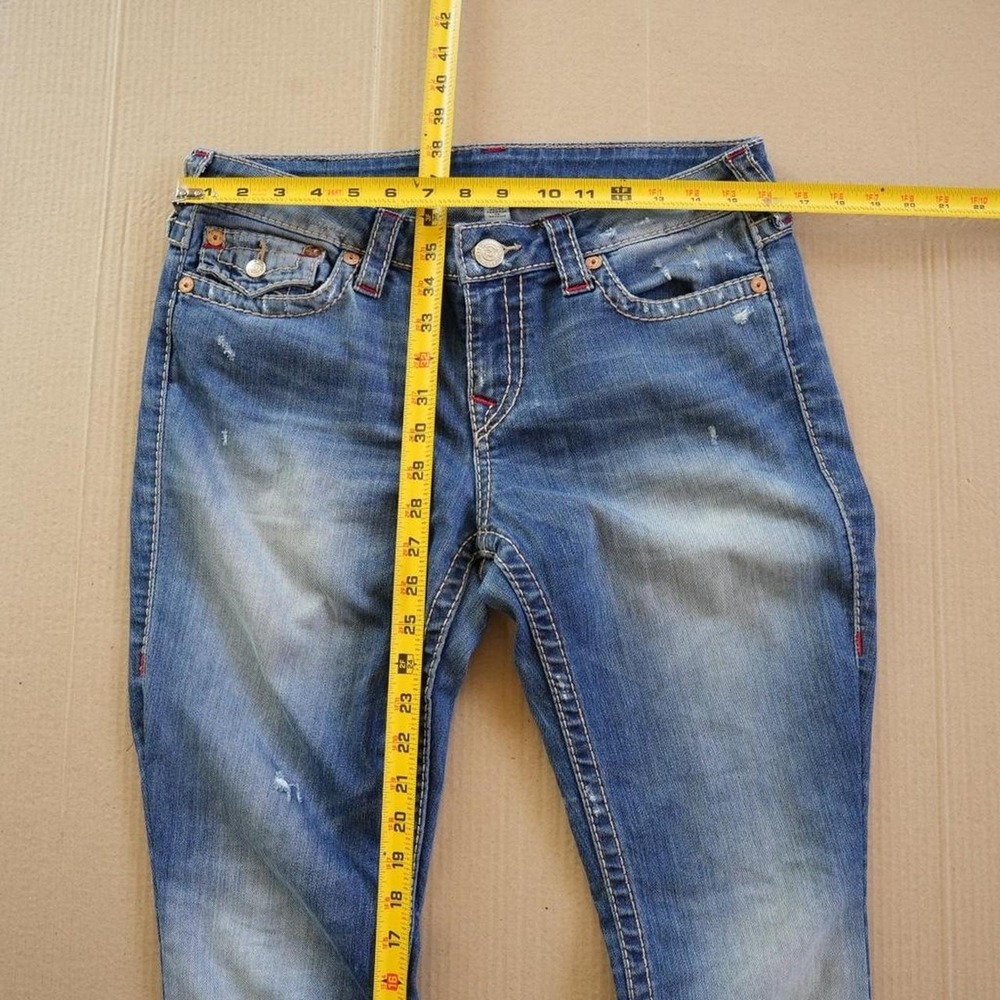 True Religion Big T Flap Jeans Men Sz 30 Medium Wash Bootcut Horseshoe Split Leg - Picture 6 of 7
